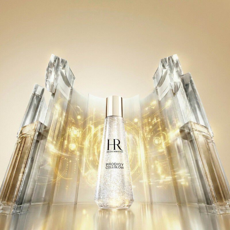 Vasetti Helena Rubinstein Cellglow con sfondo in vetro luminoso.​