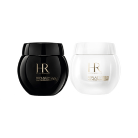 Two luxury cosmetic jars from the Helena Rubinstein Re-Plasty Age Recovery line, displayed side-by-side against a plain white background.